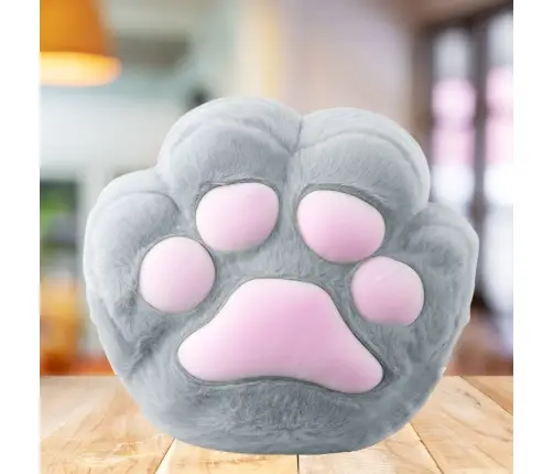 Plush Pillow with Hand Warmer Pocket, Gray, 40cm