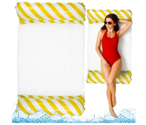 Inflatable Water Hammock Mattress Deckchair White and Yellow 120x70cm