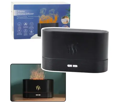 Air Humidifier Diffuser Aromatherapy Fire Effect Fireplace Black 180ml Air Humidifier Diffuser Aromatherapy Fire Effect Fireplace Black 180ml