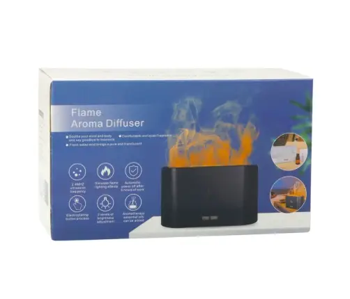 Air Humidifier Diffuser Aromatherapy Fire Effect Fireplace Black 180ml Air Humidifier Diffuser Aromatherapy Fire Effect Fireplace Black 180ml