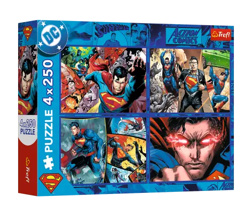 Puzzle - 4x250 - Superman's Courage - Warner Superman Trefl 13340