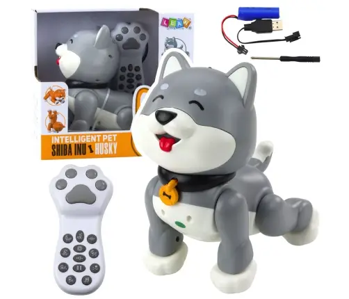 Interactive Husky Robot Dog Remote Controlled RC Voice Tricks Gray