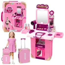 Dressing Table Makeup Set in a Suitcase Accessories 2 in 1 Pink Dressing Table Makeup Set in a Suitcase Accessories 2 in 1 Pink