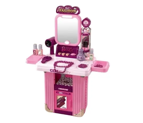Dressing Table Makeup Set in a Suitcase Accessories 2 in 1 Pink