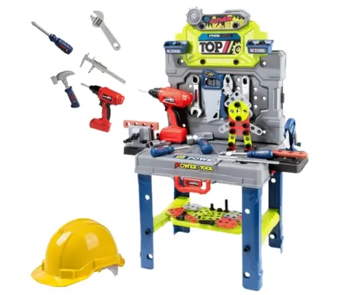 Handyman's Table 2-in-1 Suitcase Tool Set Screwdriver Helmet 133 pcs.