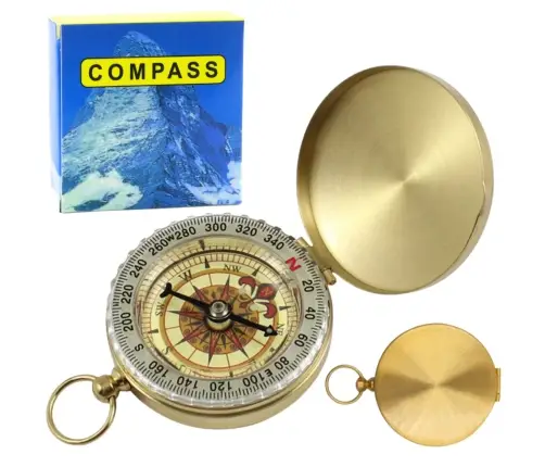 Brass Tourist Compass with Luminous Pointers Gold Brass Tourist Compass with Luminous Pointers Gold