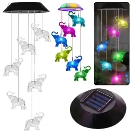Solar Garden LED Bell Lamps Elephants Colorful 70cm