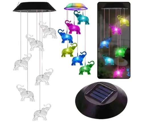 Solar Garden LED Bell Lamps Elephants Colorful 70cm