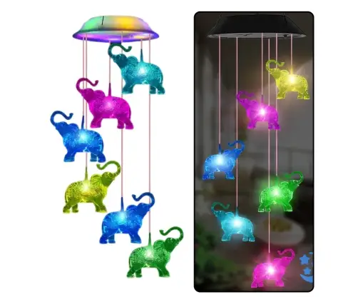 Solar Garden LED Bell Lamps Elephants Colorful 70cm