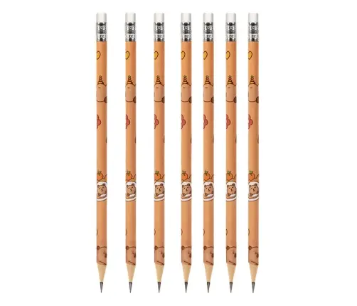 Set of HB Graphite Pencils with Capybara Eraser in a Tube 30 pcs.