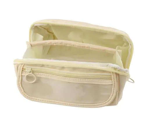 Pencil Case School Kit, Expandable, Roomy, Cream, Beige, 20x10cm