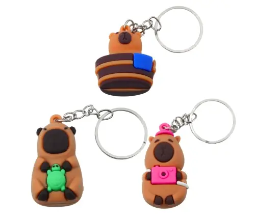 Capybara Keychain Pendant With Turtle Camera In Bathtub Circle Mix