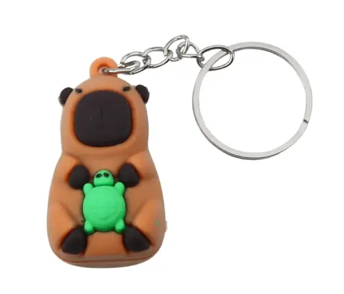 Capybara Keychain Pendant With Turtle Camera In Bathtub Circle Mix