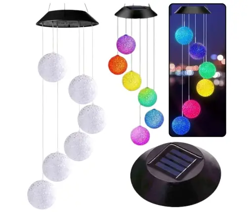Solar Garden LED Bells Balls Colorful 70cm
