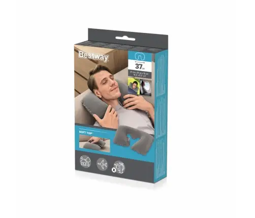 Inflatable Travel Pillow 46 x 28 cm Croissant Gray Bestway 67006