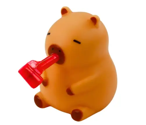 Squishy Capybara with Trumpet and Pipe Bronze Figurine 7cm