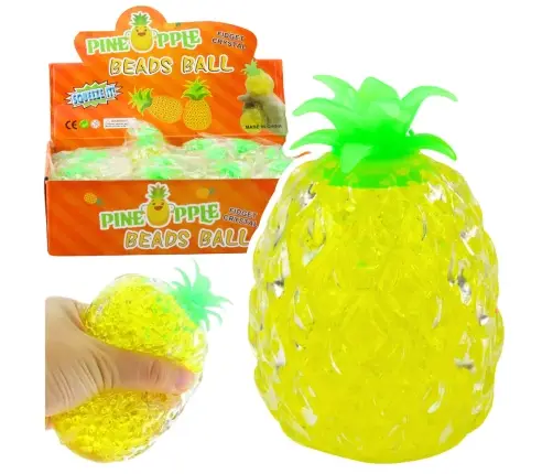 Pineapple Fruit Anti-Stress Squishy with Hydrogel Balls Yellow