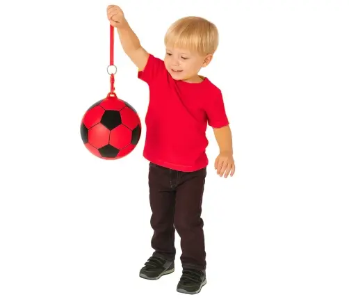 Rubber Soccer Ball Pattern Spring Holder Red 22cm