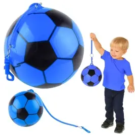 Rubber Soccer Ball Pattern Spring Holder Blue 22cm
