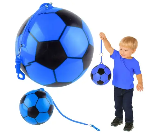 Rubber Soccer Ball Pattern Spring Holder Blue 22cm