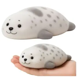 Silicone Seal with Fur, Soft for Kneading, Gray, 12 cm Silicone Seal with Fur, Soft for Kneading, Gray, 12 cm