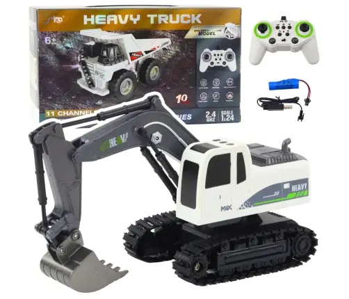 Remote Controlled RC Crawler Excavator Lights Sounds White 1:24
