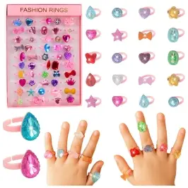 Beauty Set Children's Rings Colored Diamonds 50 pcs. Beauty Set Children's Rings Colored Diamonds 50 pcs.