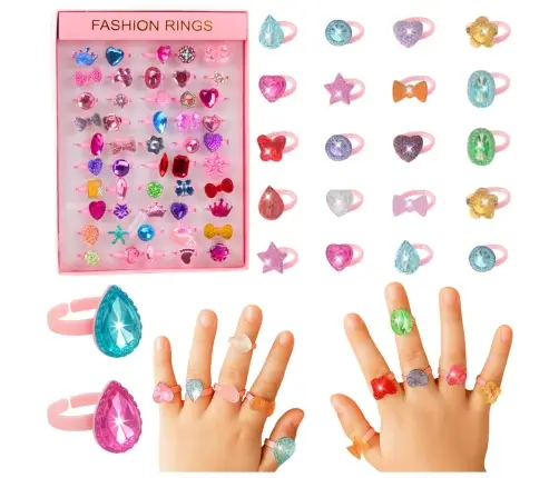 Beauty Set Children's Rings Colored Diamonds 50 pcs.