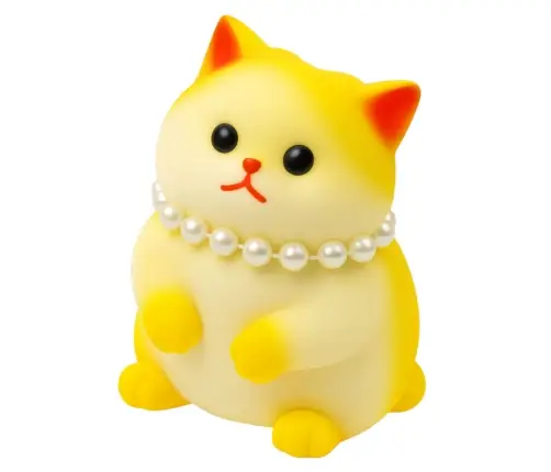 Sensory Squishy Soft Kitten with Pearls White and Yellow 7.5cm