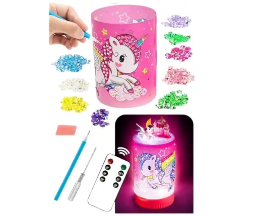 Creative Kit Unicorn in a Jar Diamonds Night Lamp Remote Control DIY