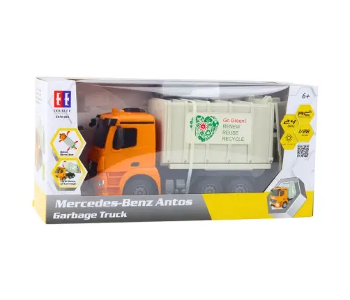 Mercedes-Benz Antos Remote Controlled Garbage Truck RC Orange 1:26