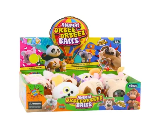 Plush Toy Squeezable Squishy with Water Balls Dog Cat 6 cm