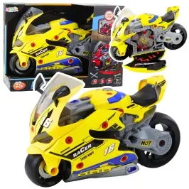 2-in-1 DIY Workshop Lights Sounds Smoke Motorcycle Yellow 43cm