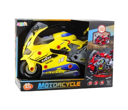 2-in-1 DIY Workshop Lights Sounds Smoke Motorcycle Yellow 43cm