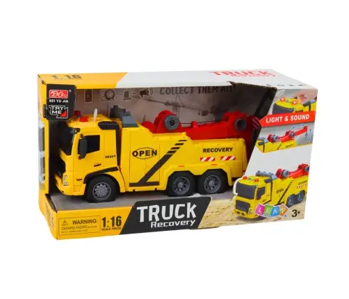 Car Tow Truck Roadside Assistance Hook Platform Lights Sounds 1:16