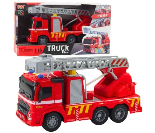 Fire Truck Fire Department Ladder Lights Sounds Water Spray 1:16