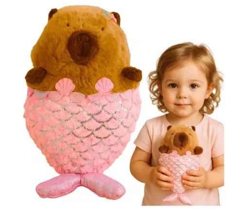 Plush Toy Capybara Mermaid Pink 28cm