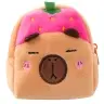 Plush Wallet with Keychain Capybara Strawberry Pink 9.5 x 8 cm