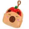 Plush Wallet with Keychain Capybara Strawberry Red 9.5 x 8 cm