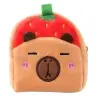 Plush Wallet with Keychain Capybara Strawberry Red 9.5 x 8 cm
