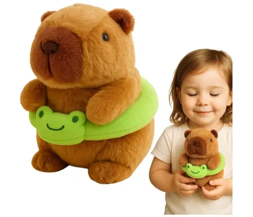 Plush Capybara Green Lifebuoy with Frog Brown 20cm