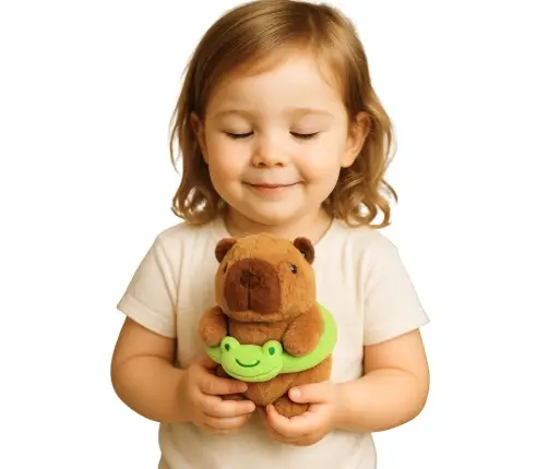Plush Capybara Green Lifebuoy with Frog Brown 20cm