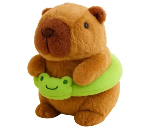 Plush Capybara Green Lifebuoy with Frog Brown 20cm