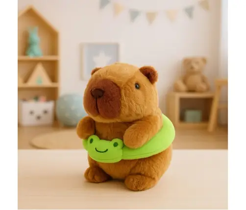 Plush Capybara Green Lifebuoy with Frog Brown 20cm
