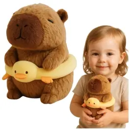 Plush Capybara Yellow Lifebuoy with Duck Brown 20cm