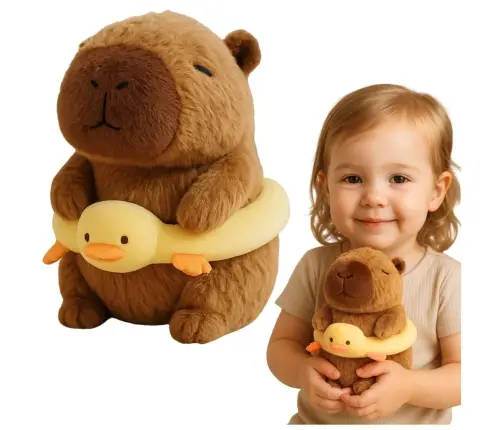 Plush Capybara Yellow Lifebuoy with Duck Brown 20cm