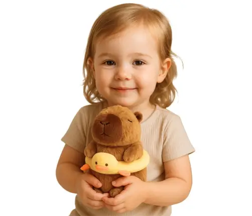 Plush Capybara Yellow Lifebuoy with Duck Brown 20cm