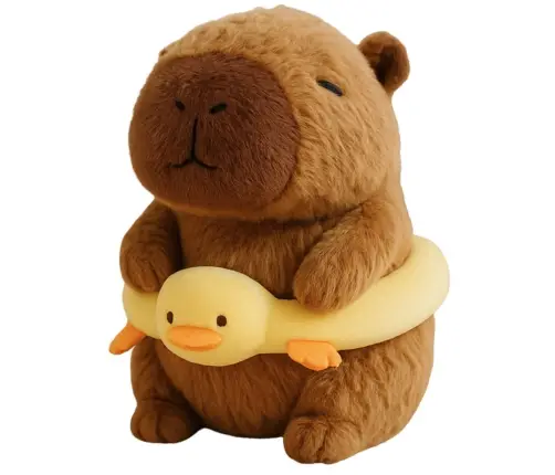 Plush Capybara Yellow Lifebuoy with Duck Brown 20cm