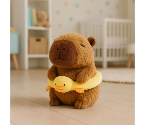 Plush Capybara Yellow Lifebuoy with Duck Brown 20cm