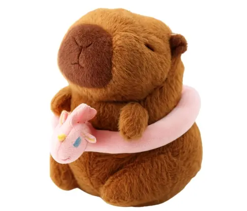 Plush Capybara Pink Lifebuoy with Unicorn Brown 20cm